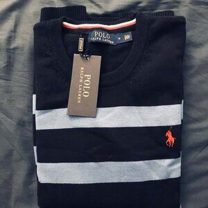 Polo Ralph Lauren Striped Mesh-Knit Cotton Sweater - Size M